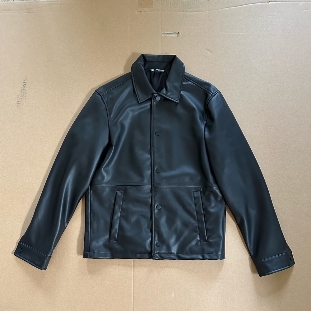 Faux leather button up